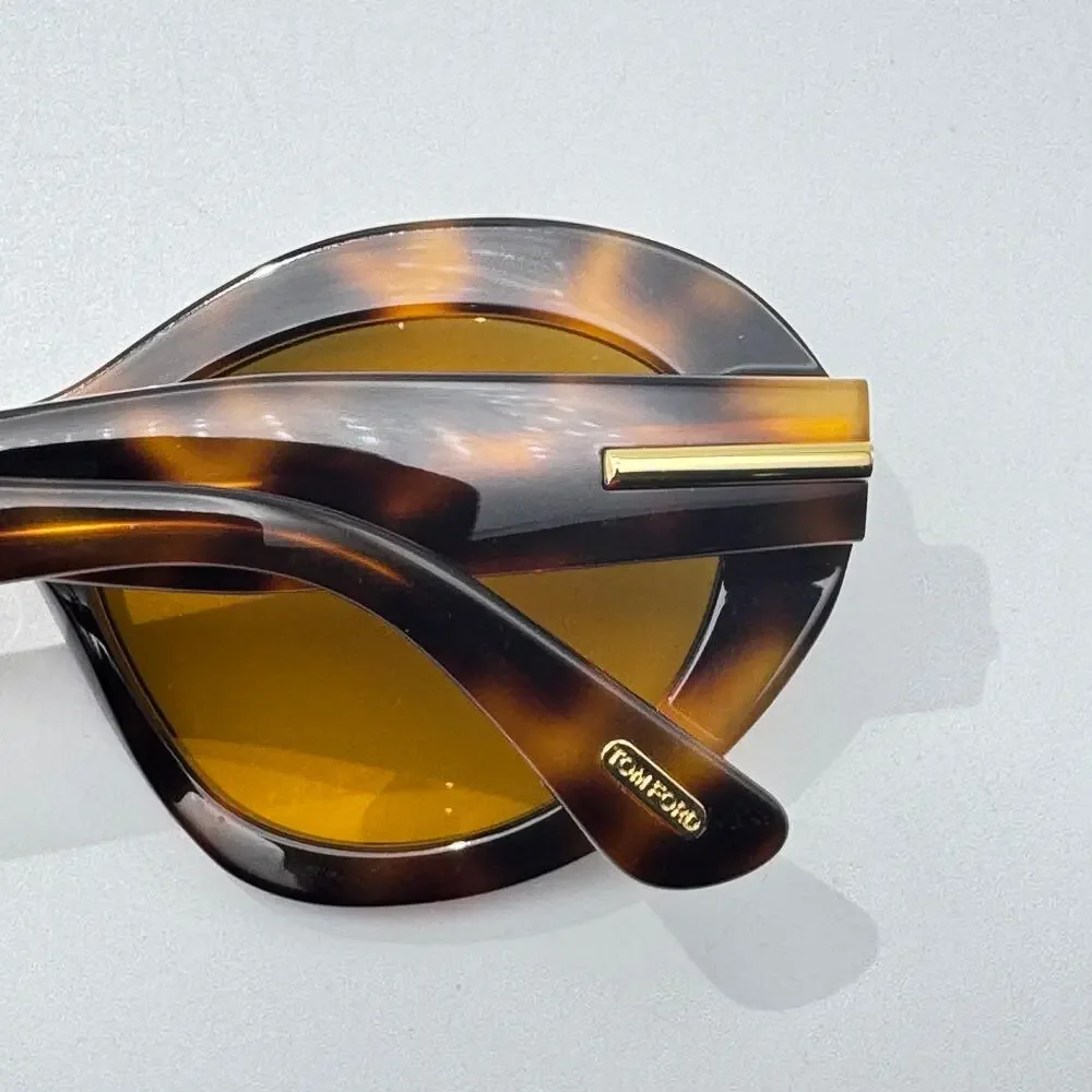 Tom Ford Sunglasses Icon FT1328 53E Havana Oval Frame Brown Lens 55-18-140 New